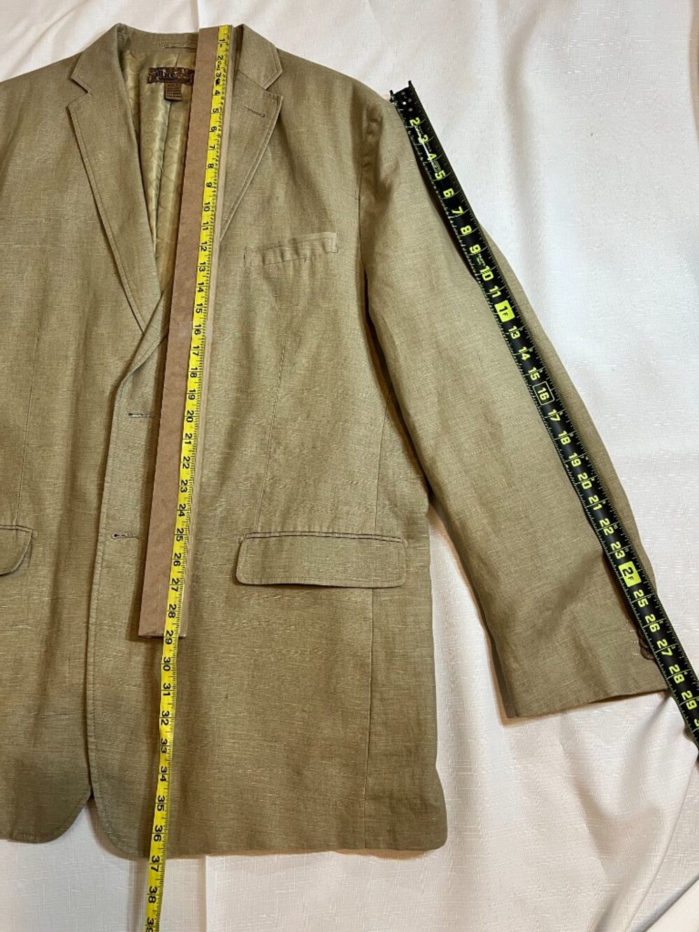 Men's Linen Blend Blazer 3XLT Tan Khaki Slub Knit Sport Coat Big Tall Costal - Picture 11 of 13